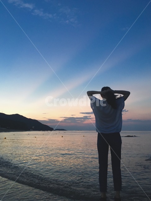 휴가,바다,정동진,인물,뒷모습