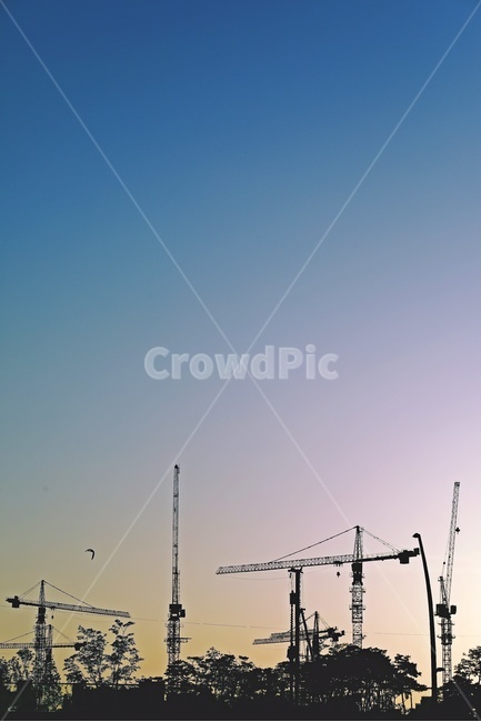 크레인,타워크레인,실루엣,저녁노을,하늘,towercrane,sky,sunset,silhouette,산업,industry,industrial
