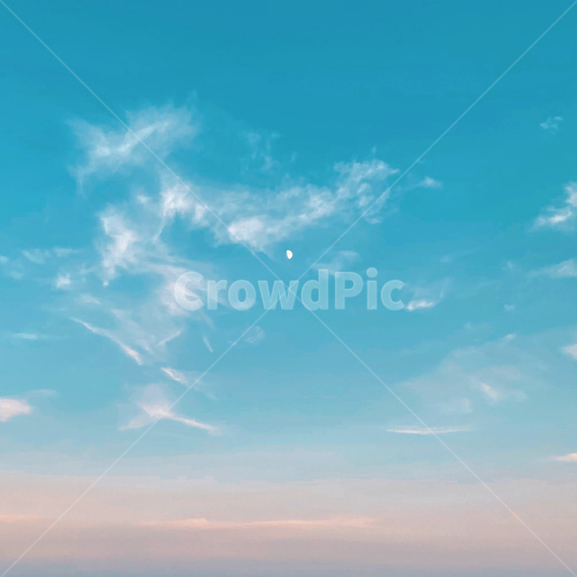 노을,달,구름,푸른하늘,sky,자연,azuresky,nature,moon
