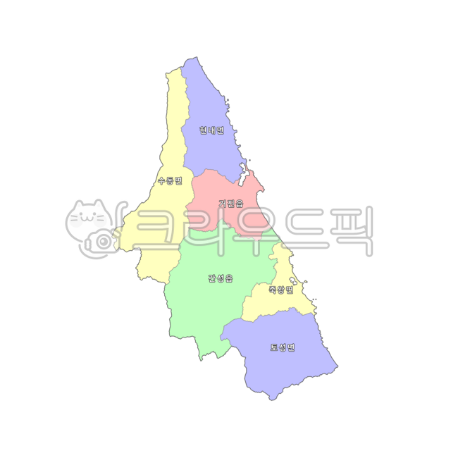 강원도,강원,고성군,고성,대한민국,우리나라,한국,행정구역,도,시,군,읍,면,동,지도,행정구역지도,4색지도,파란색,노란색,빨간색,초록색,map,최전방,휴전선