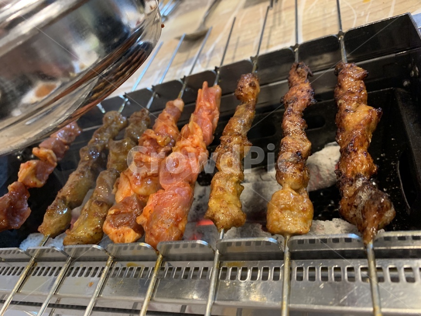 양꼬치,숯불,양고기,고기,꼬치
