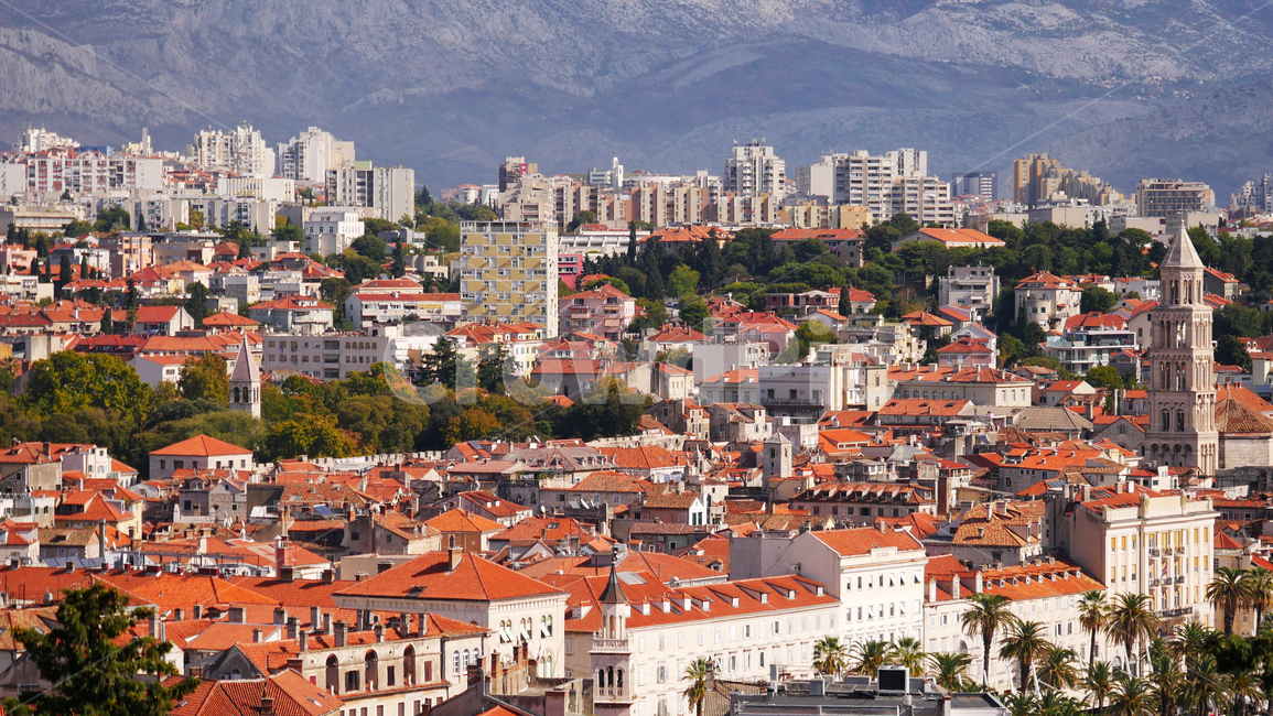 city,Orange,building,mountain,split,outdoors,sight,Tourist destination,europe,landscape,Croatia