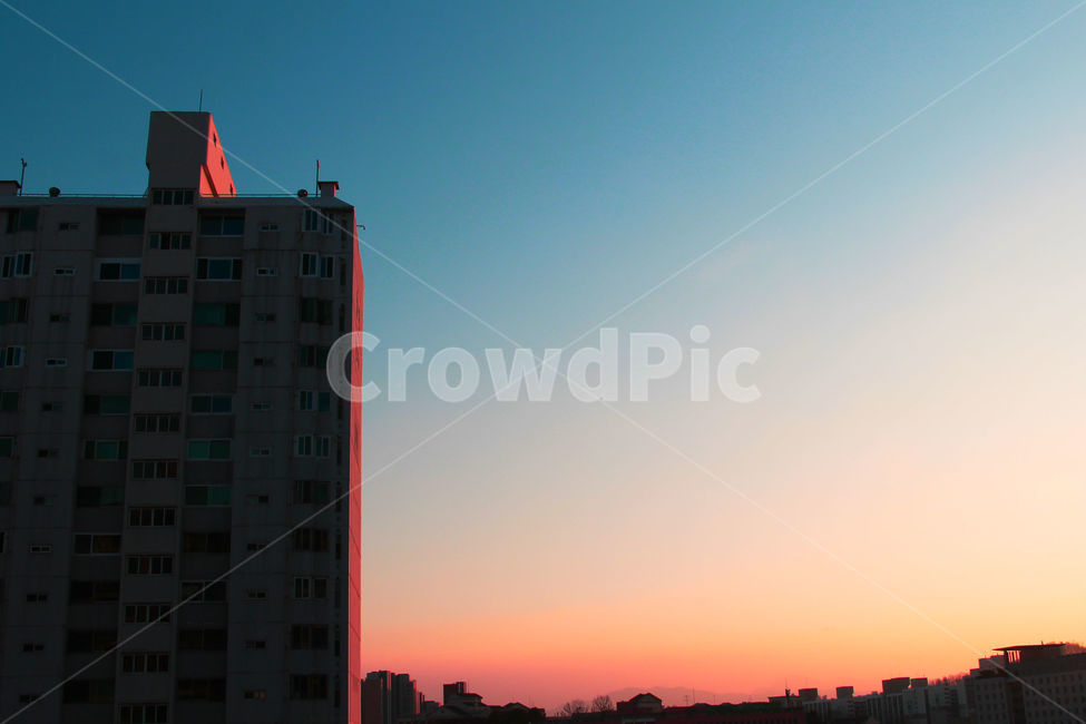 하늘,저녁하늘,석양,아파트,sky,building,건물,실루엣