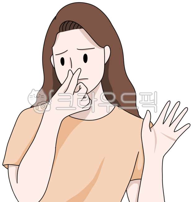 Son Sarae,refusing,smelly,My nose is stuffy,woman,stinky,smell,person,evil,adult,female