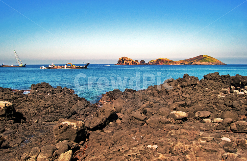 차귀도,바지선,제주도,호종단,작업선,현무암,화산암,섬,제주도,jeju,jeju island,promontory,곶