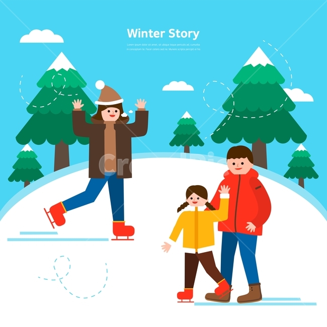 나무,스케이트,가족,구름,겨울,겨울,계절,winter,season,가족,패밀리,family,그래픽,일러스트레이션,graphic,illustration