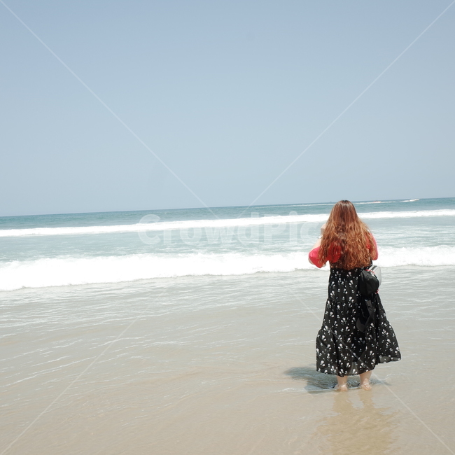 바다,뒷머습,여자,미케비치,해변,다낭,danang,vietnam,베트남,인간,human,person,사람,푸른바다