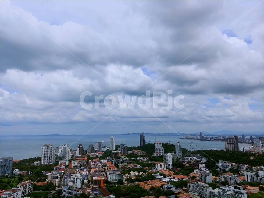 전경,태국,타워,구름,하늘,파타야,pattaya,thailand,바다,동남아