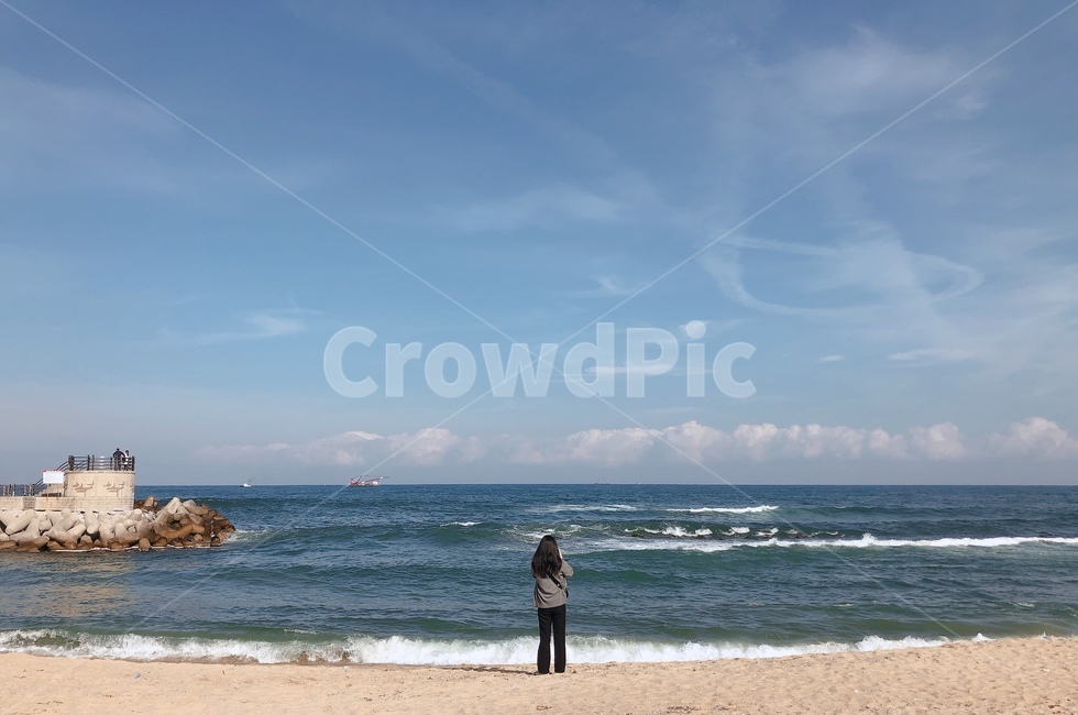 뒷모습,바다,바닷가,강원도,속초,ocean,대양,sea,human,person,nature
