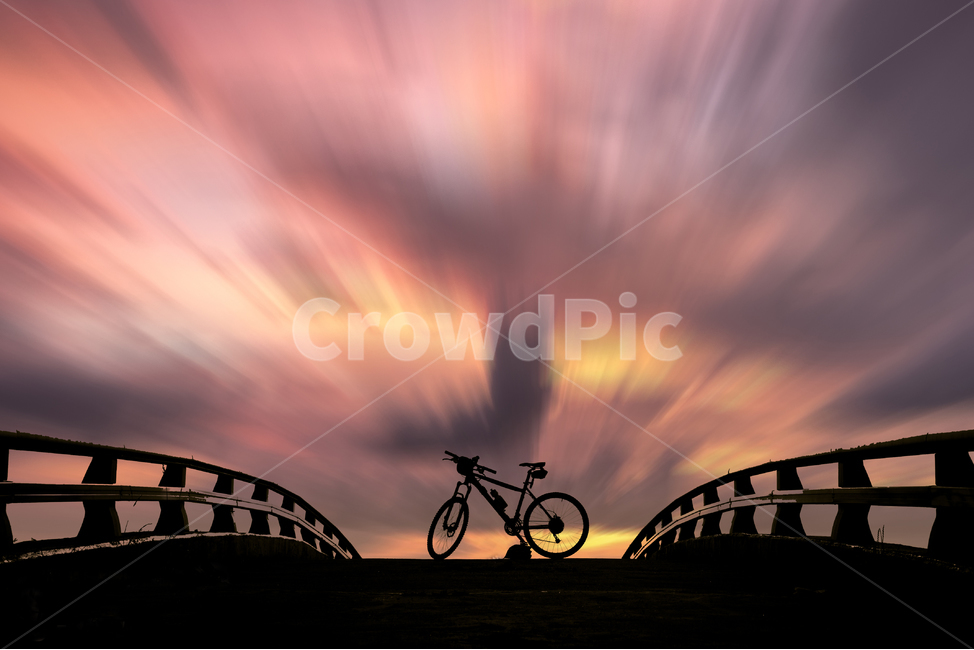 bicycle,자전거,장노출,노을,삼락,구름,하늘,실루엣,그림자,silhouette,shadow