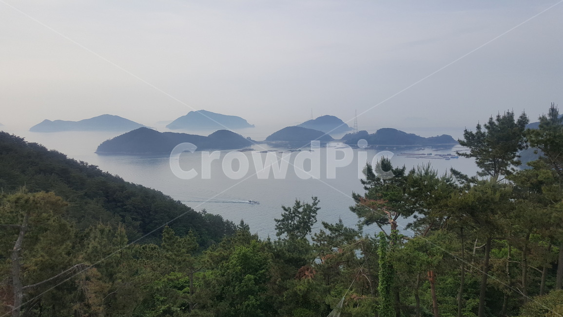 한국,통영,하늘,산,바다,풍경