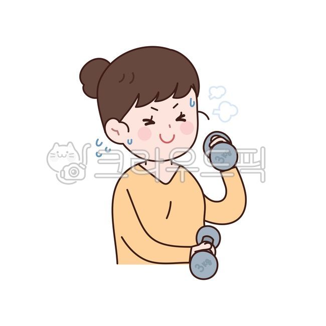 운동,여자,다이어트,귀여운,캐릭터,사람,인물,벡터,아이콘,일러스트,땀흘리는,땀,아령,덤벨,팔운동,근력운동,건강,헬스,근력,팔,팔근육,여성,젊은,헬스장,건강,헬스웨어,헬스케어,healthware,health care,그래픽,일러스트레이션,graphic,illustration