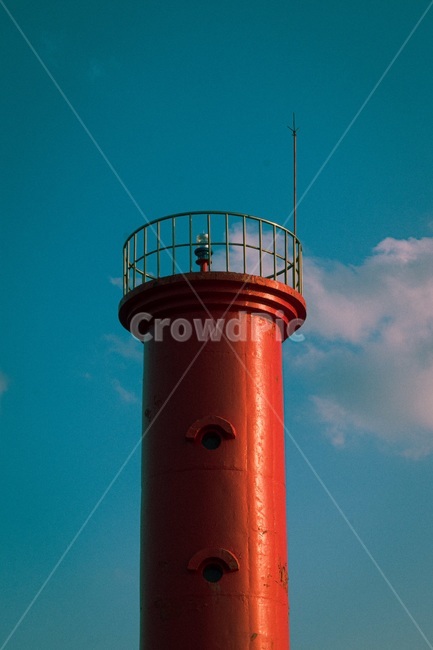 sky,cloud,ocean,background,red lighthouse,Lighthouse,Sunny