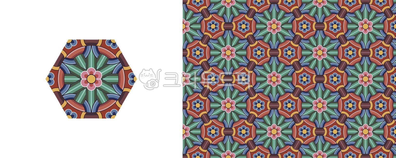 Korean traditional pattern,oriental pattern,Dancheong pattern,continuous pattern,Korean traditional dancheong,Korean pattern,hexagon pattern,traditional art,temple decoration,temple art,Korean traditional patterns,Dancheong