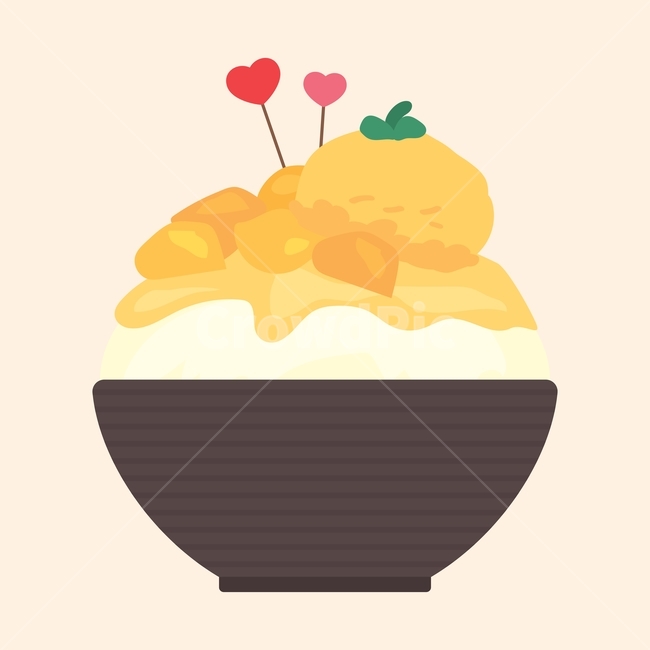 벡터,일러스트,빙수,팥빙수,디저트,한국,간식,음식,후식,얼음,망고,과일,허브,하트,여름,그래픽,일러스트레이션,graphic,illustration