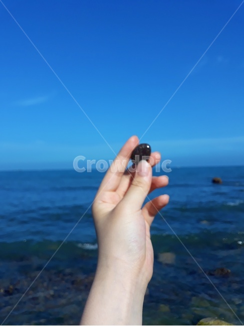돌,돌맹이,바다,하늘,손가락