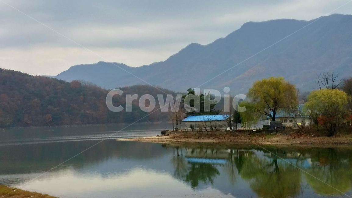 전주,저수지,자연,산,나무