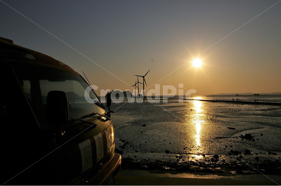 탄도항,서해안,일몰,갯벌,풍력발전기,석양,서해,바다,sea,sunset,자연,풍경,누에섬