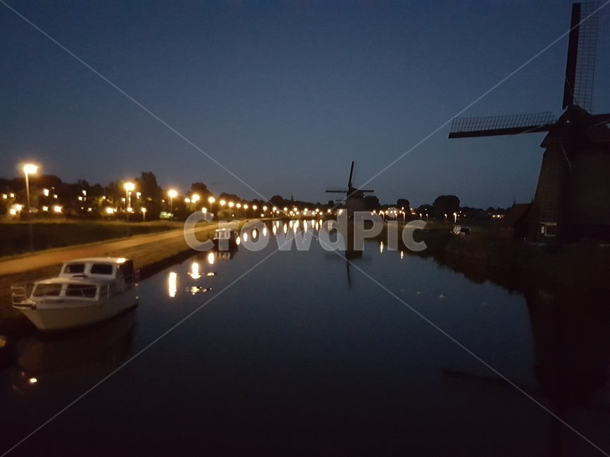 자연,풍경,다리,물가,강,네덜란드,야경,밤,풍경,nightscape,night,landscape,water,물,transportation,교통,boat,보트,vehicle,차량,outdoors,옥외
