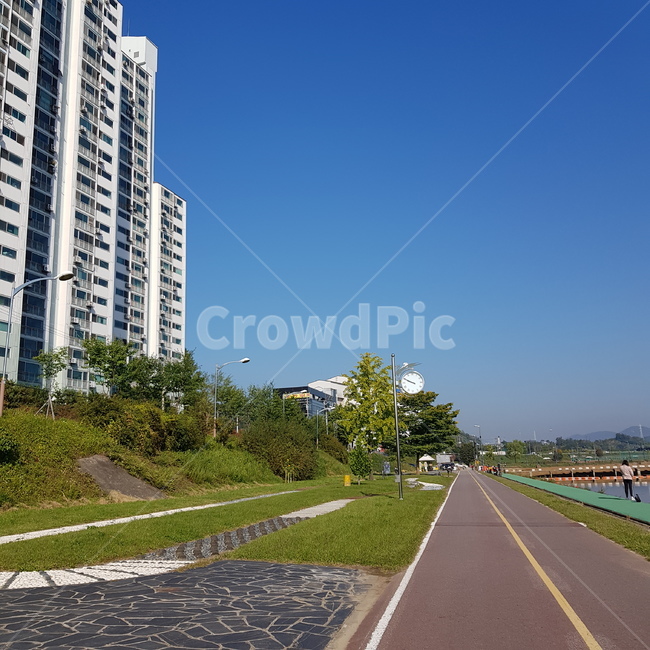 산책로,road,도로,asphalt,아스팔트,나무,아파트,하늘,tarmac,타맥,푸른하늘,파랑하늘,풀,푸른색