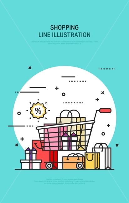 쇼핑백,선물상자,상자,카트,장바구니,쇼핑,라인,라인아이콘,인포그래픽,쇼핑,shopping,그래픽,일러스트레이션,graphic,illustration