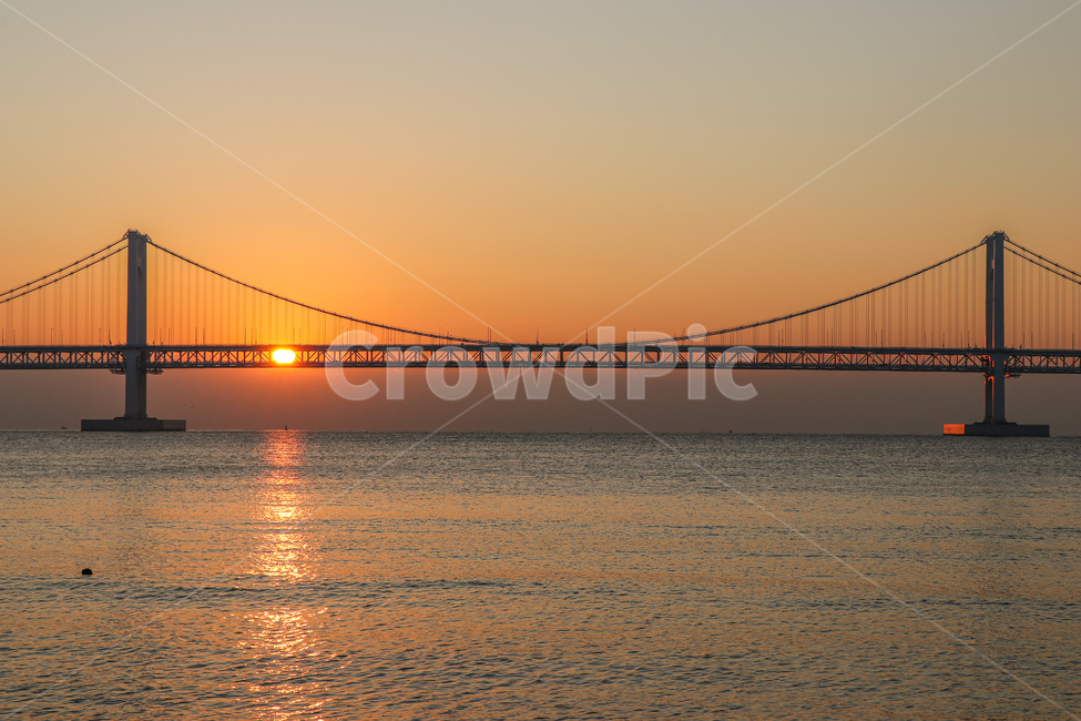 일출,바다,sea,sunset,sunrise,sunup,bridge,다리,building,건물,suspensionbridge,현수교