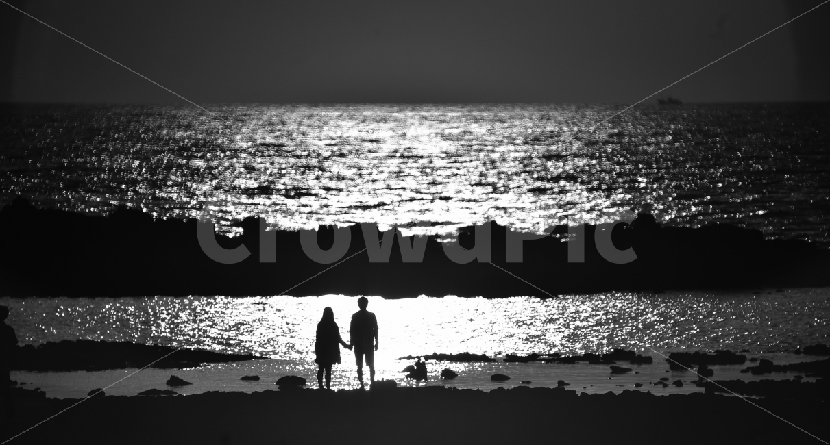 제주,흑백,노을,300반사,실루엣,해변,바다,beach,sea,사람,인물,인간,human,person,연인,커플,사랑,lover,couple,인물실루엣,사람실루엣,character silhouette,human silhouette,흑백,모노톤,monochrome,black and white,silhouette,hand,손,holding hands,손을 잡고
