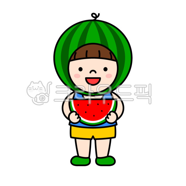 summer,illustration,watermelon hat,child,cute,smiling face,smile,little,kindergartener,toddler,character,food,watermelon,fruit,holding,happy,watermelon,slice,smile,child eating watermelon,child holding watermelon,boy