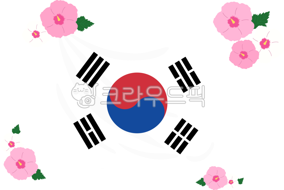 Taegeukgi,Taegeukgi illustration,Taegeukgi Rose of Sharon flower,Rose of Sharon flower,waving Taegeukgi,Rose of Sharon,flower