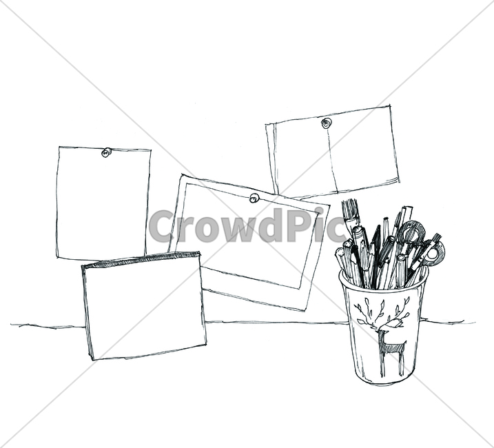 손그림,handdrawing,팬그림,팬라인,pen,penline,penpicture,pendrawing,연필꽂이,pencilholder,엽서,postcard