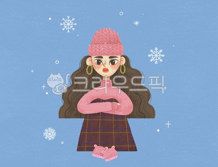 warm illustration,long hair,Illustration,cozy,emotional illustration,winter,girl,cute,warm,emotion,snow,knit,cute illustration