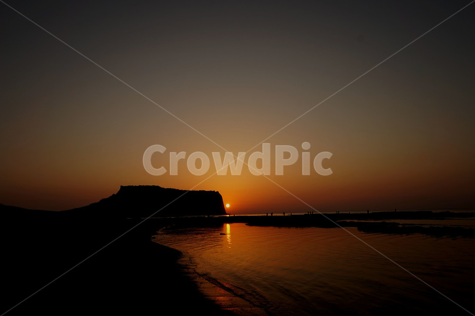성산일출봉,일출,광치기해변,제주도,태양,해,바다