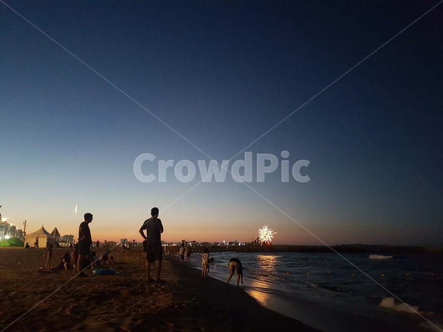 해수욕장,바다,석양,노을,폭죽,모래사장,sea,sunset,night,밤
