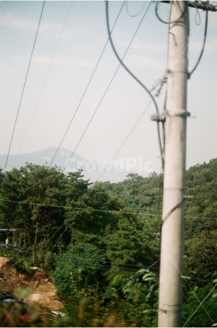 시골,전봇대,전깃줄,산,나무,풍경,식물,자연,자연,풍경,nature,landscape,감성,sensible,feeling,산업,industry,industrial,에너지산업,energy industry,cable,케이블,electric transmission tower,송전탑,power lines,전력선