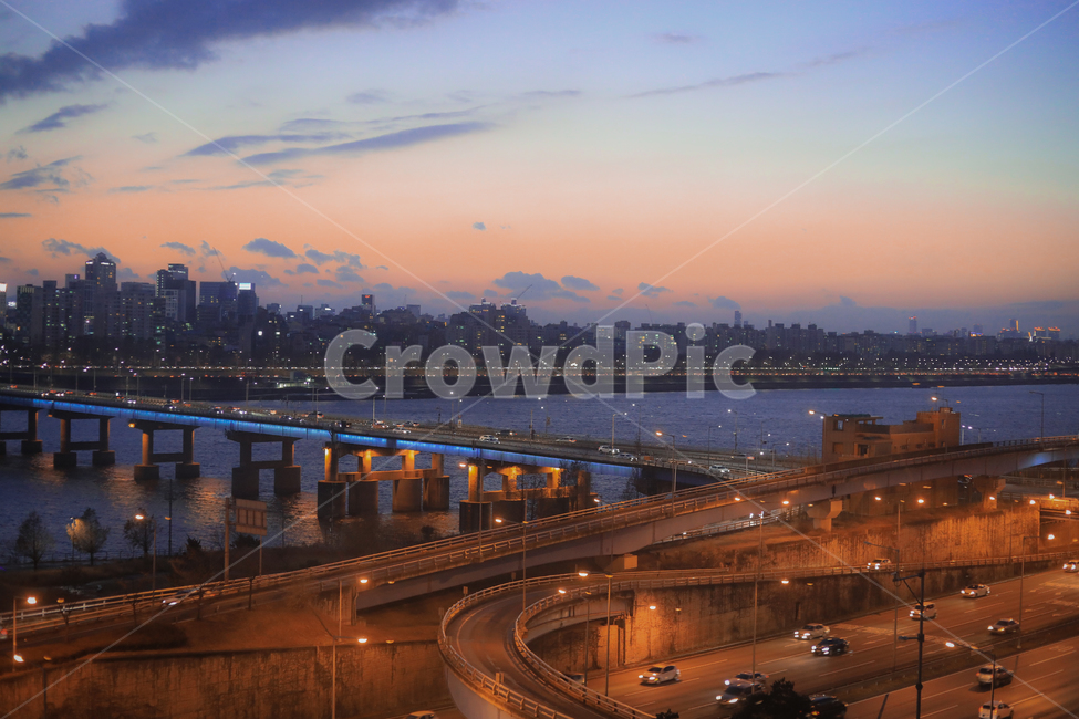 뚝섬,한강,청담대교,저녁,감성,도시,풍경,city,landscape,한국도시풍경,한국도시경관,korea cityscape,교통,교통수단,traffic,transportation,road,도로,freeway,고속 도로