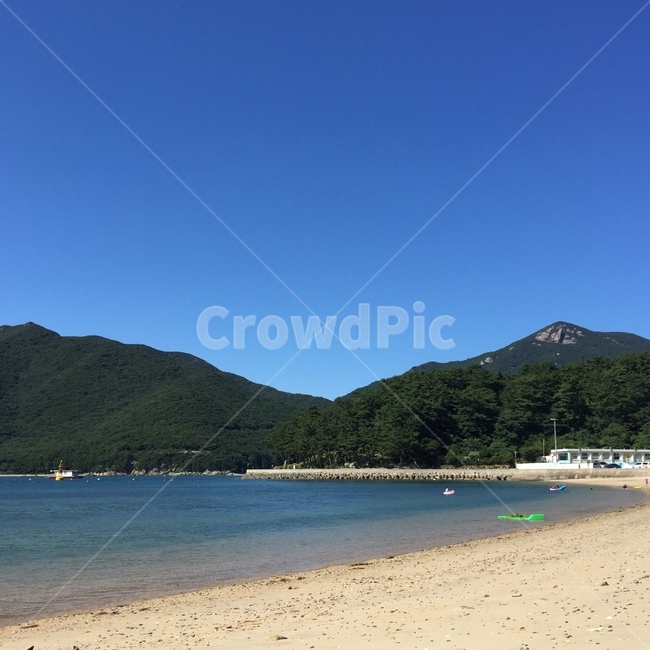 바닷가,바다,해수욕장,여름바다,파란하늘,산,망사해수욕장,여름하늘,모래사장