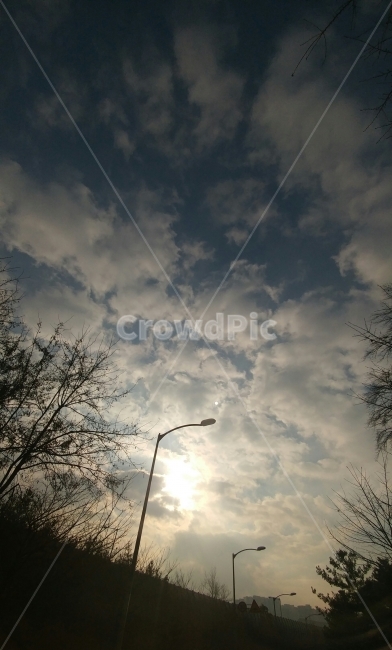 구름,태양,가로등,겨울,햇살,자연,풍경,nature,landscape,weather,날씨,outdoors,옥외,lamp post,램프 포스트