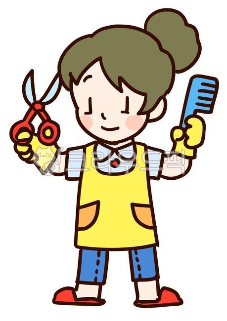 일러스트,캐릭터,헤어드레서,미용사,헤어디자이너,헤어,디자이너,가위,빗,앞치마,미용실,이발,이발사,미용,색칠공부,어린이,유아,아동,아이,진로,직업,꿈,장래희망,여자,여자아이,그래픽,일러스트레이션,graphic,illustration