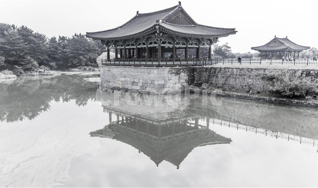 안압지,반영,문화유산,문화재,한국의미,건축,한국전통,한국문화,korean traditional,korean culture,랜드마크,landmark,tourist attraction,한국랜드마크,한국관광지,한국명소,korea landmark,korea tourist attraction,흑백,모노톤,monochrome,black and white