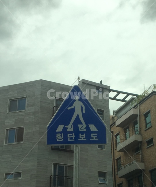 표지판,횡단보도,하늘,건물,교통