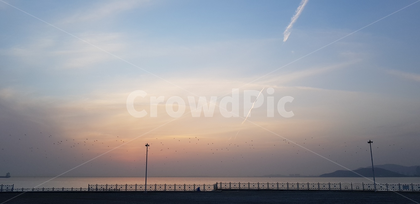하늘,구름,풍경,노을,일몰,sky,skyview,cloud,분위기있는,몽환적인,해질녘,해질녁,자연,nature,나른한,분홍색하늘,깃털구름,자연풍경,바다,sea,landscape