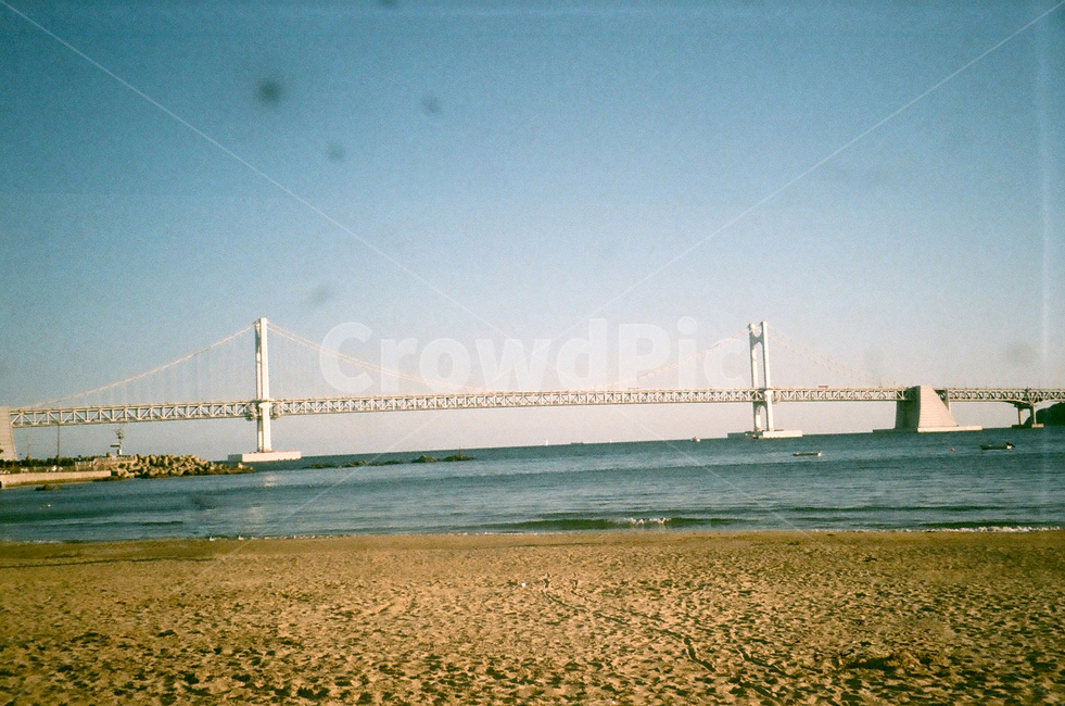 바다,광안리,다리,부산,모래,하늘,필름,필름카메라,풍경