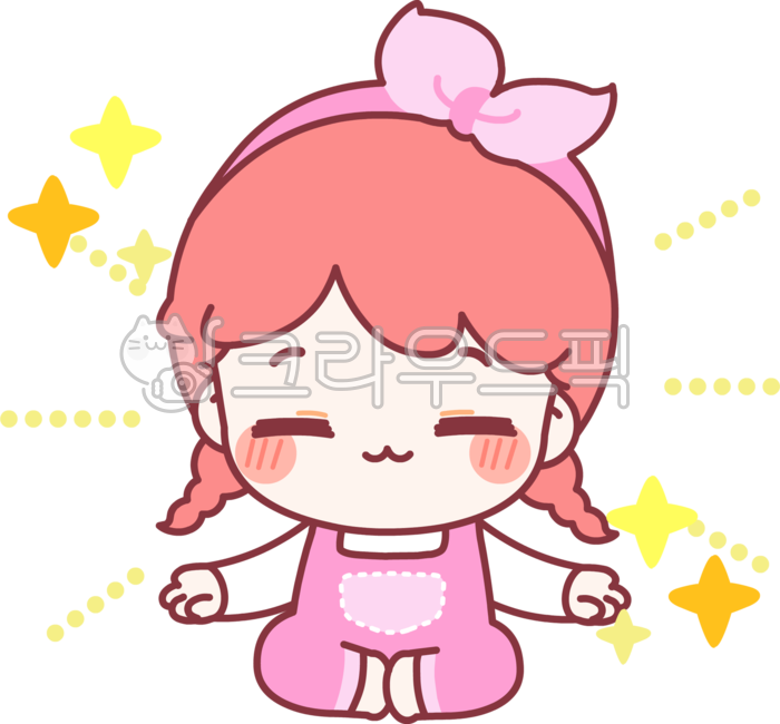 캐릭터,이모티콘,스티커,감정표현,귀여움,여자아이,평화,명상