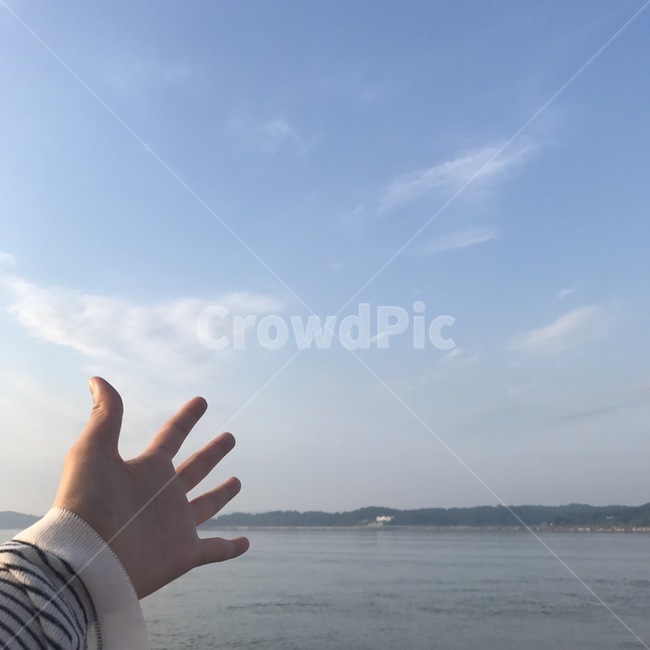 바다,하늘,구름,손짓,손,sky,sea,cloud,hand,blue,white