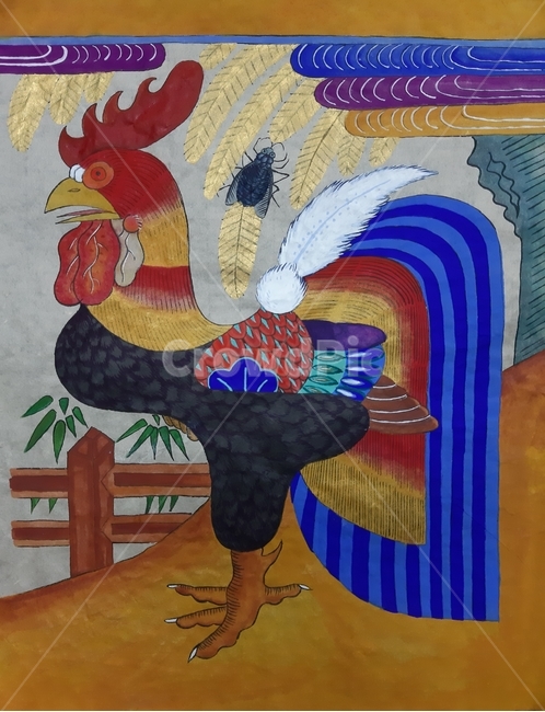 수탉,민화,전통그림,한국화,복기원