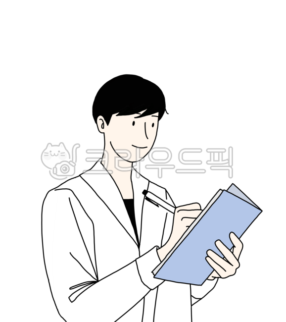 일러스트,연구원,기록,작성,쓰다,남자,의사,레지던트,수첩,책,생각,볼펜,회사,회사원,학생,대학생,의대,간호사,검진