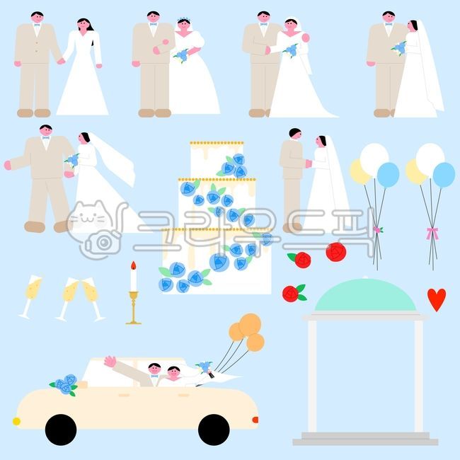 웨딩,결혼,결혼식,신랑신부,웨딩카,웨딩케이크,결혼일러스트,웨딩일러스트,하객,결혼식장,청첩장,결혼소품,예식장,장미꽃,하트,풍선장식,샴페인잔,캔들장식,결혼파티,결혼축하,로맨틱,결혼아이콘,웨딩아이콘,벡터,일러스트,웨딩그래픽,신혼부부,웨딩요소,웨딩세트,커플일러스트