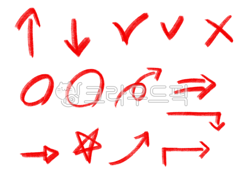underscore,arrow,line,asterisk,X,red pen,check,circle