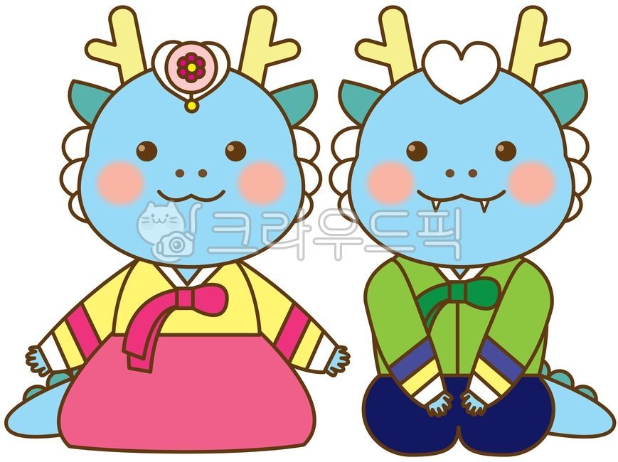 용,용일러스트,새해,갑진년,용그림,한복,한복일러스트,청룡,청룡의해,용의해,동믈,2024,설날,신년