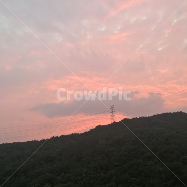 노을,일몰,하늘,자연,산